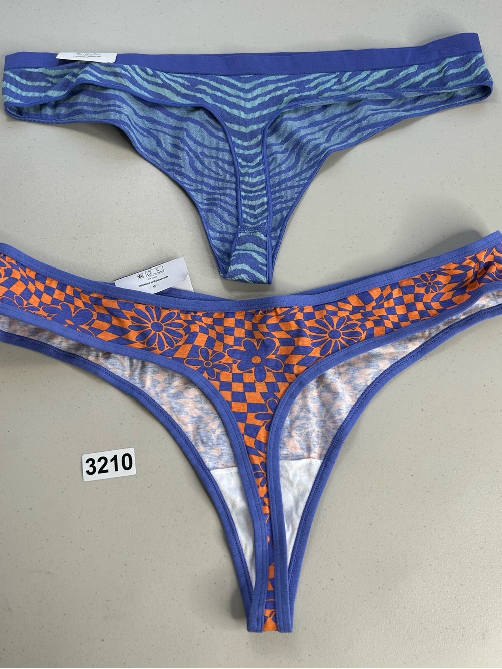 No Boundaries Women's Seamless Thong Panties 3XL Peri Mist Zebra & Warped Floral - Picture 3 of 4